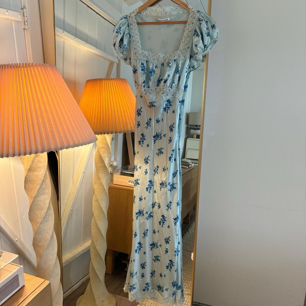 Reformation Blue and White Maxi Dress